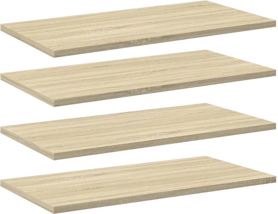The Living Store Wandschappen 4 st 60x30x1 5 cm spaanplaat sonoma eikenkleurig Wanddecoratie Opbergsysteem Houten Plank Salontafel Woonkamer Accessoires