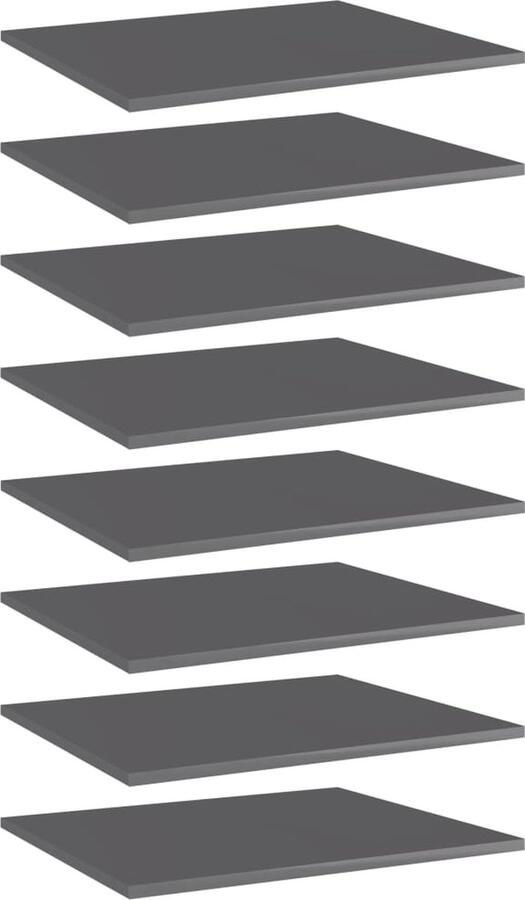 The Living Store Wandschappen 8 st 60x50x1 5 cm bewerkt hout hoogglans grijs Wandplanken Opbergruimte Houten Plank Badkamerkast Keukenopbergers