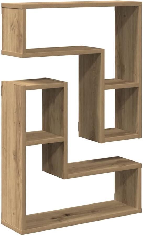 The Living Store Wandschappen kubus 2 st 50x15x50 cm hout artisanaal eiken Wandplank Houten Plank Opbergplankje Kubuskast Salontafel