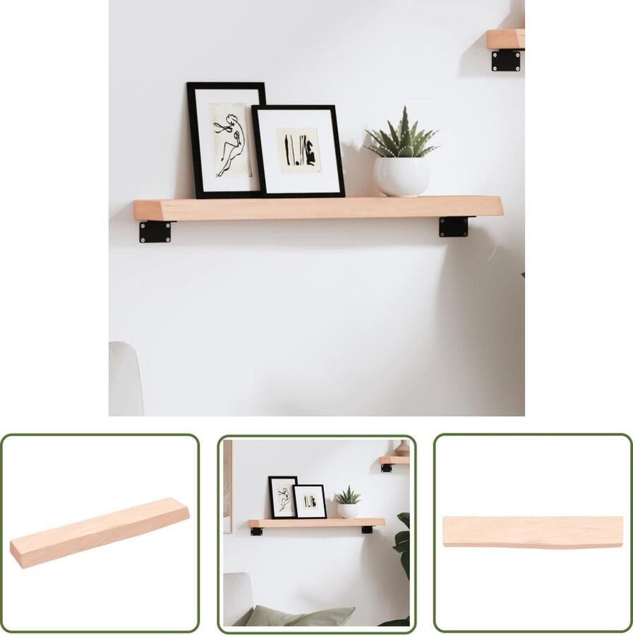 VidaXL Houten Plank Wandplankje Wandschap 60x10x4 cm onbehandeld massief eikenhout Eikenhouten Wanddecoratie Vintage Wandrek Rustic Wandopstelling