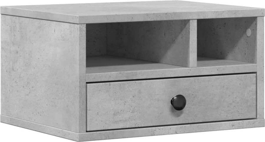 The Living Store Printerkastje 40x32x22 5 cm bewerkt hout betongrijs Printerstandaard Printerkast Houten Printerstandaard Opbergplank Bureausupplies