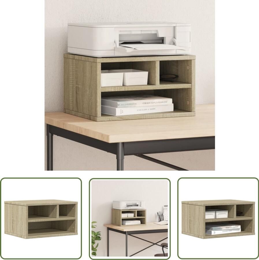VidaXL Printerkastje 40x32x22 5 cm bewerkt hout sonoma eikenkleurig Printerkast Houten Printerkast Sonoma Eiken Bureau Organisator Opbergkast