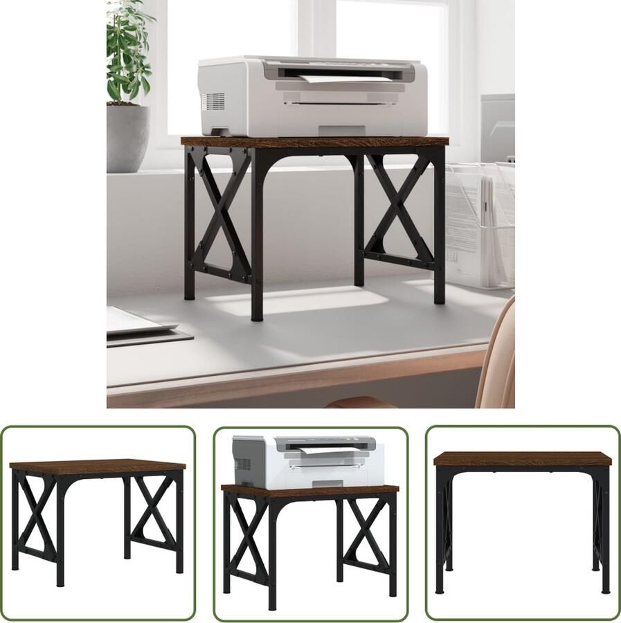 VidaXL Printerstandaard 40x30x31 cm bewerkt hout bruin eikenkleur Printerstandaard Houten Printerstandaard Computeraccessoires Bureauspullen Organisatorisch