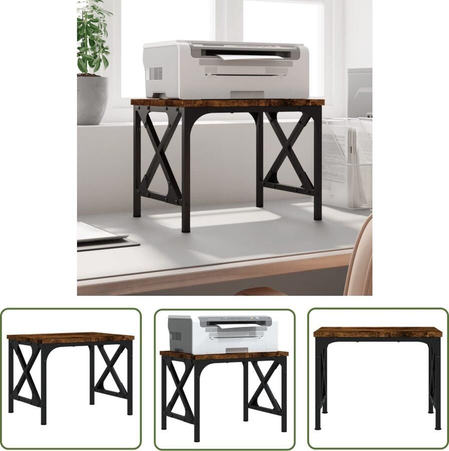 VidaXL Houten Printerstandaard 40x30x31 cm bewerkt hout gerookt eikenkleurig Computeraccessoires Bureauspullen Organisatorisch