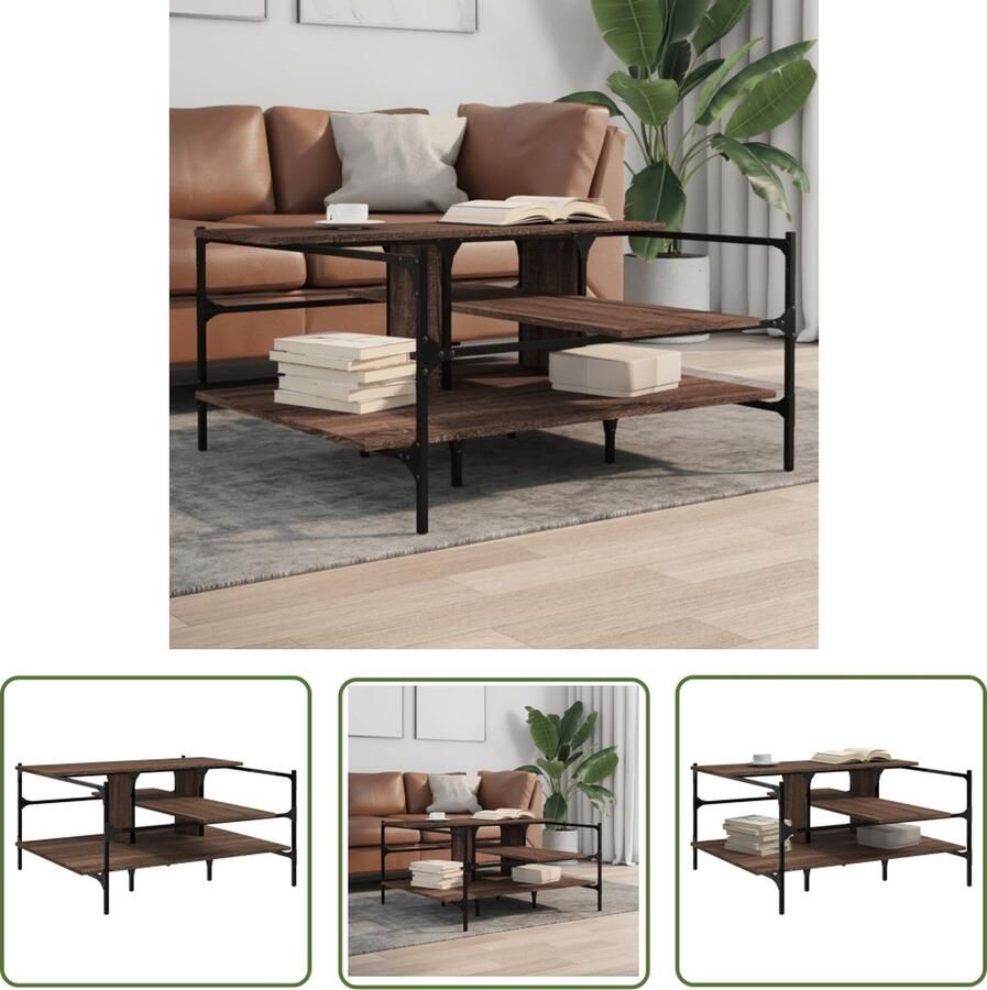 VidaXL Salontafel 100x100x48 5 cm bewerkt hout bruin eikenkleur Salontafel Houten Salontafel Bruine Salontafel Eikenhouten Salontafel Living Room Furniture