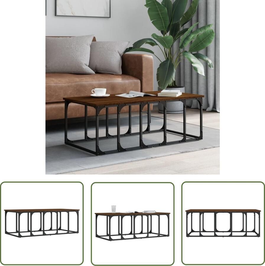 The Living Store Salontafel Bewerkt Hout Bruineiken 100 x 50 x 35.5 cm Duurzaam Stijlvol Salontafel Houten Salontafel Bruine Salontafel Modern Design Duurzame Salontafel
