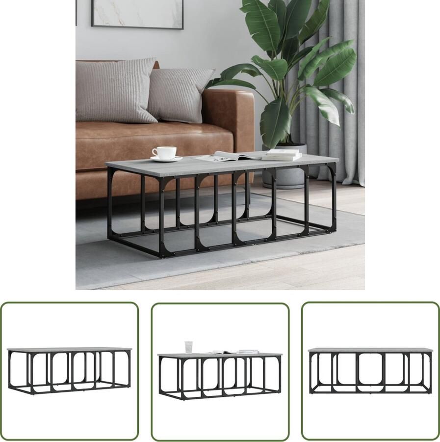 VidaXL Salontafel 100x50x35 5 cm bewerkt hout grijs sonoma eikenkleur Salontafel Houten Salontafel Grijze Salontafel Design Salontafel Living Room Furniture