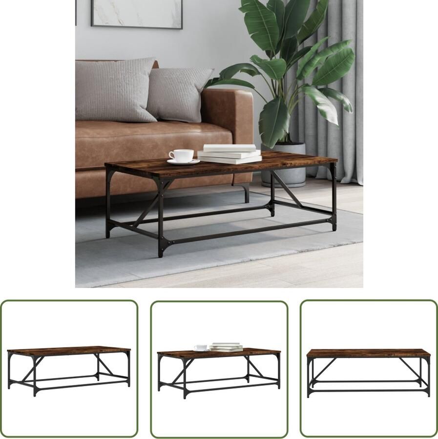 The Living Store salontafel gerookt eiken 100x50x35 cm bewerkt hout en metaal Salontafel Houten Salontafel Gerookte Eiken Salontafel Salontafeltje Living Room Furniture