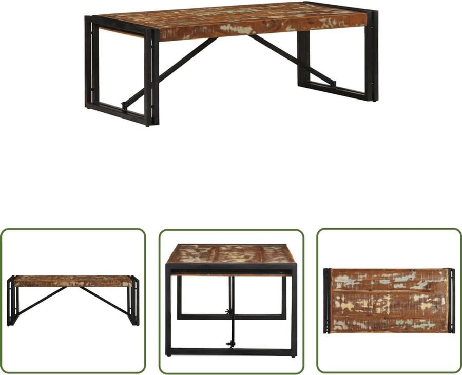 VidaXL Houten Salontafel 100x50x35 cm massief gerecycled hout meerkleurig Vintage Salontafel Industrieel Salontafel Recycled Wood Furniture