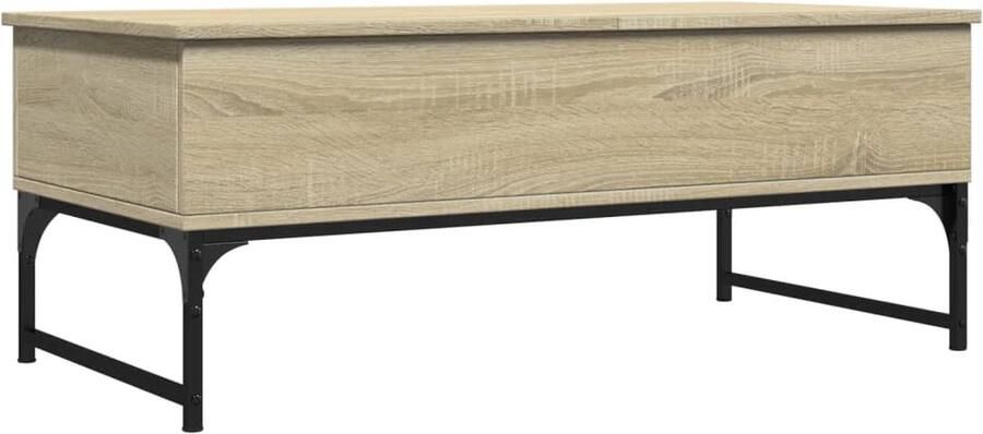 The Living Store Salontafel 100x50x40 cm bewerkt hout en metaal sonoma eiken Salontafel Houten Salontafel Eiken Salontafel Moderne Salontafel Tv Tafellaar