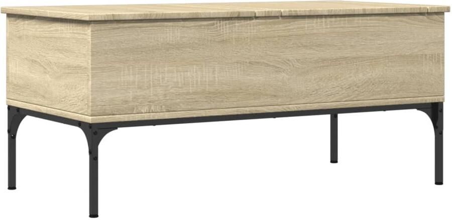 The Living Store Salontafel 100x50x45 cm bewerkt hout en metaal sonoma eiken Salontafel Houten Salontafel Eiken Salontafel Lift Top Tafel Tv Tafeltje