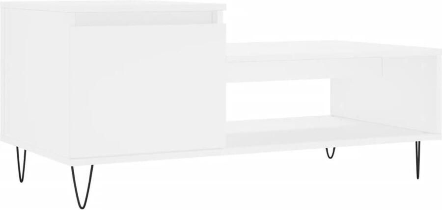 The Living Store Salontafel Bewerkt hout 100 x 50 x 45 cm Wit Salontafel Houten Salontafel Wit Salontafel Bijzettafel Tv Tafeltje