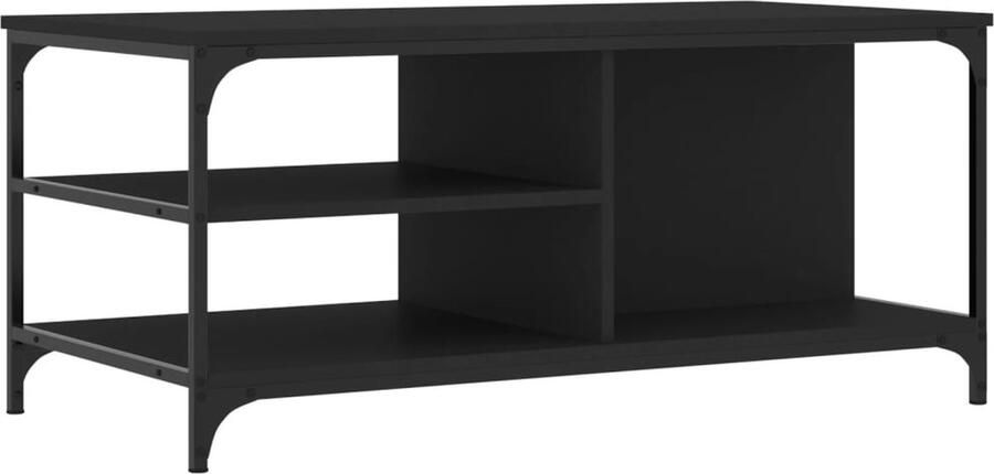 The Living Store Salontafel 100x50x45 cm bewerkt hout zwart Salontafel Bijzettafel Houten Salontafel Zwarte Salontafel Trendige Salontafel