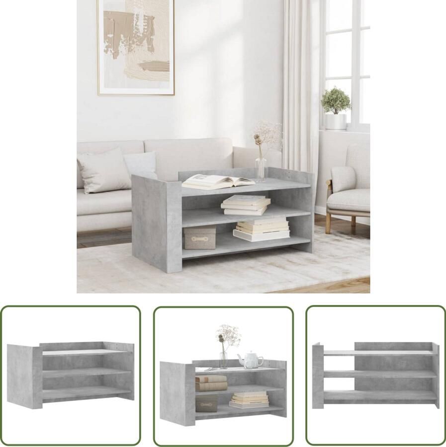 VidaXL Salontafel 100x50x50 cm bewerkt hout betongrijs Salontafel Houten Salontafel Betonnen Salontafel Living Room Furniture Modern Salontafel