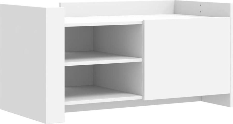 The Living Store Salontafel 100x50x50 cm bewerkt hout wit Salontafel Bijzettafel Houten Salontafel Witte Salontafel Tv Tafeltje