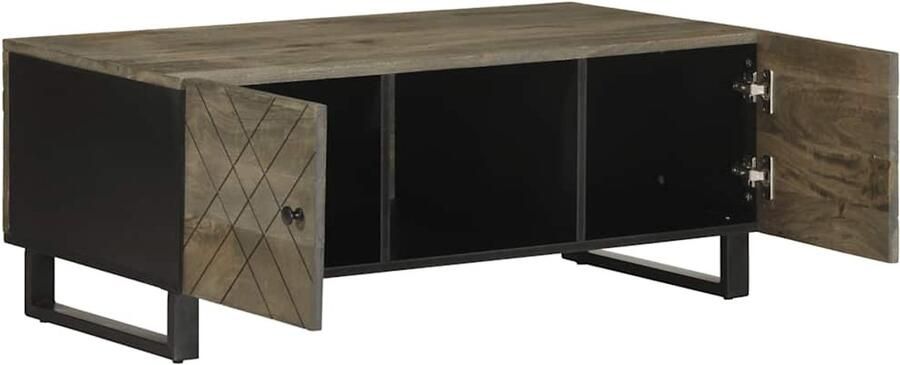 The Living Store Salontafel 100x54x40 cm massief mangohout zwart Salontafel Mangohouten Meubels Zwarte Salontafel Houten Salontafel Tv Tafellaar