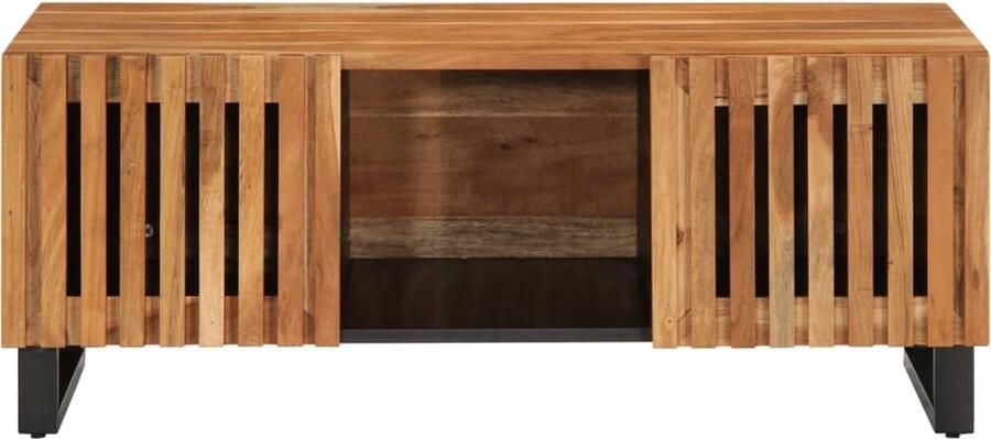 The Living Store Salontafel 100x55x40 cm massief acaciahout Bijzettafel Salontafel Acacia Houten Meubels Kastje Met Lade Opbergmogelijkheden