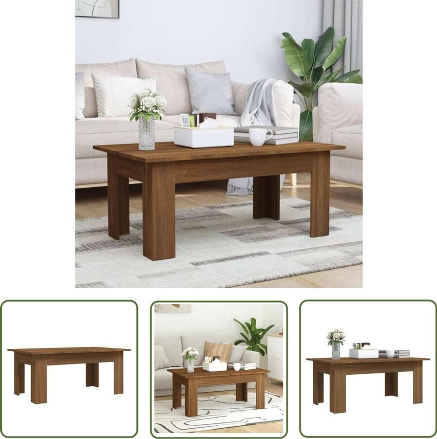 The Living Store Salontafel Bruineiken 100 x 60 x 42 cm Duurzaam en stabiel hout Salontafel Houten Salontafel Bruine Salontafel Design Salontafel Moderne Salontafel - Foto 2
