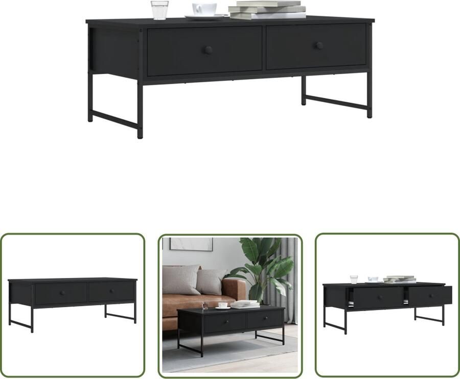 The Living Store Salontafel 101x49x39 5 cm bewerkt hout zwart Salontafel Industrieel Houten Salontafel Zwarte Salontafel Tv Tafeltje