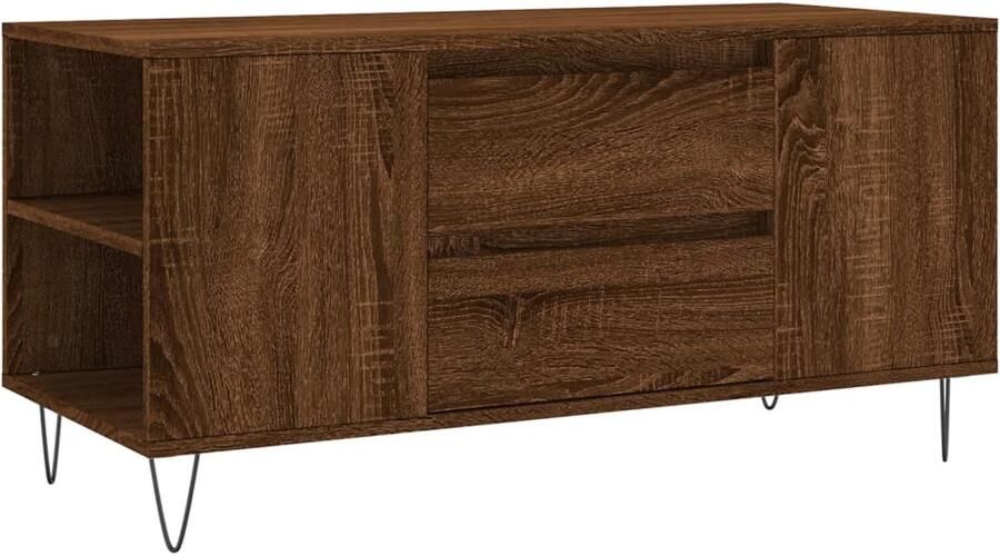 VidaXL Salontafel 102x44 5x50 cm bewerkt hout bruin eikenkleur Salontafel Houten Salontafel Bruine Salontafel Eikenhouten Salontafel Living Room Furniture