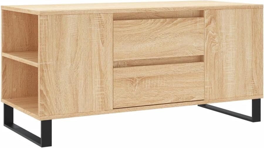 VidaXL Houten Salontafel 102x44 5x50 cm bewerkt hout sonoma eikenkleurig Sonomaeiken Salontafel Living Room Furniture Tv Stand