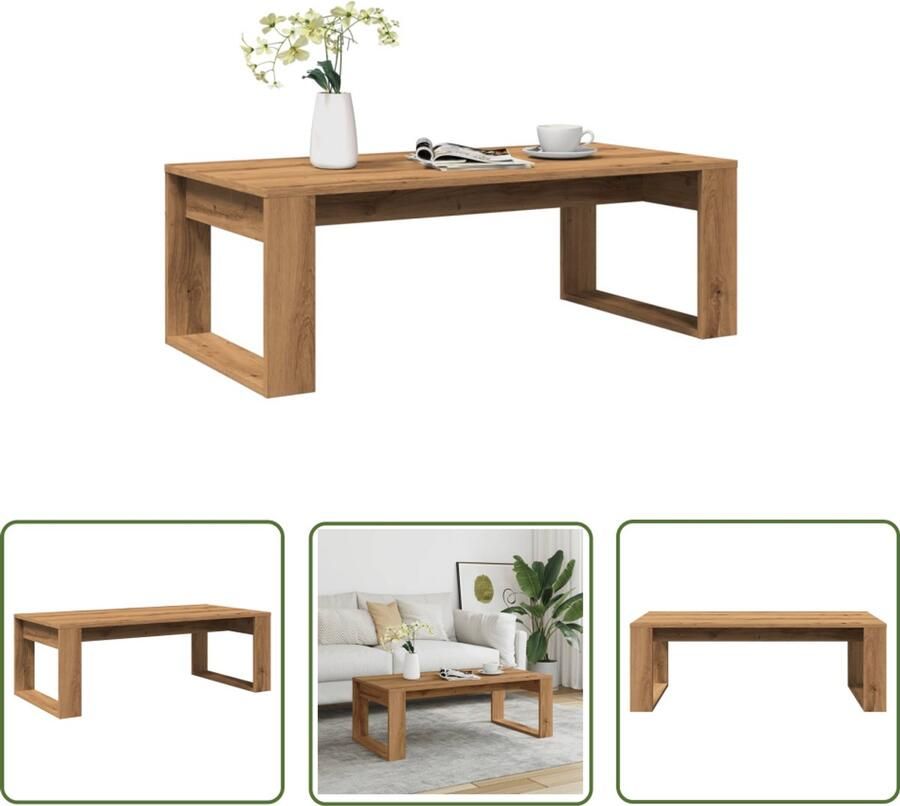The Living Store Salontafel 102x50x35 cm bewerkt hout artisanaal eikenkleurig Salontafel Houten Salontafel Eiken Salontafel Modern Design Living Room Furniture