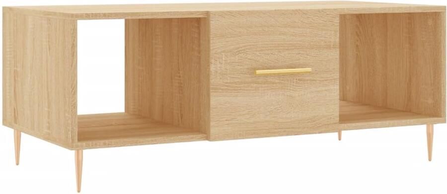 The Living Store Salontafel 102x50x40 cm bewerkt hout sonoma eikenkleurig Salontafel Houten Salontafel Eikenhouten Salontafel Tv-stand Bijzettafel
