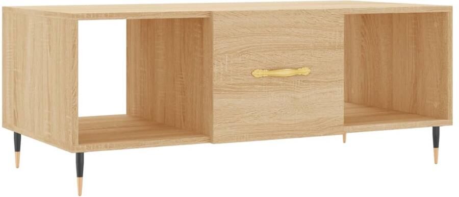 VidaXL The Living Store Salontafel 102x50x40 cm bewerkt hout sonoma eikenkleurig Salontafel Eikenhouten Tafel Houten Salontafel Tv Tafellaar Bijzettafel
