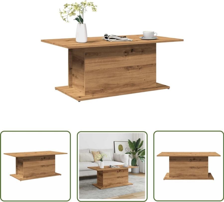 VidaXL Salontafel 102x55 5x40 cm bewerkt hout artisanaal eikenkleur Salontafel Houten Salontafel Eikenhouten Salontafel Bijzettafel Tv Tafeltje