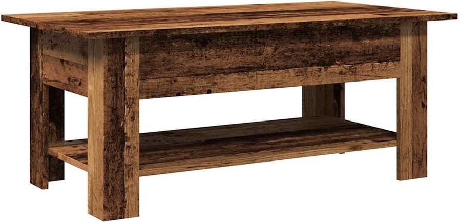 The Living Store Salontafel 102x55x42 cm bewerkt hout oud houtkleurig Salontafel Bijzettafel Houten Salontafel Oude Houtstijl Tv Tafeltje