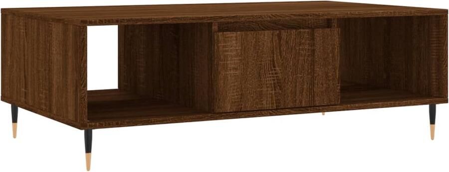 VidaXL Salontafel 104x60x35 cm bewerkt hout bruineiken Salontafel Houten Salontafel Bruin Eiken Salontafel Living Room Furniture Koffietafel