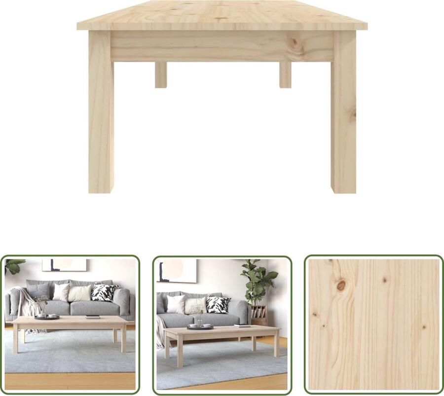 The Living Store Salontafel Grenenhout 110x50x30 cm Natuurlijk materiaal Salontafel Houten Salontafel Grenenhouten Salontafel Salontafeltje Koffietafel - Foto 2