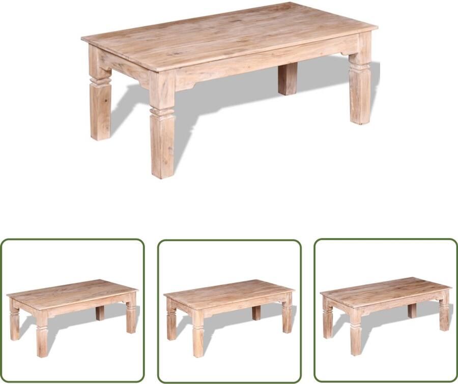 The Living Store Salontafel 110x60x45 cm massief acaciahout Salontafel Houten Salontafel Acacia Tafellaar Wit Geborsteld Meubilair Scandinavische Salontafel