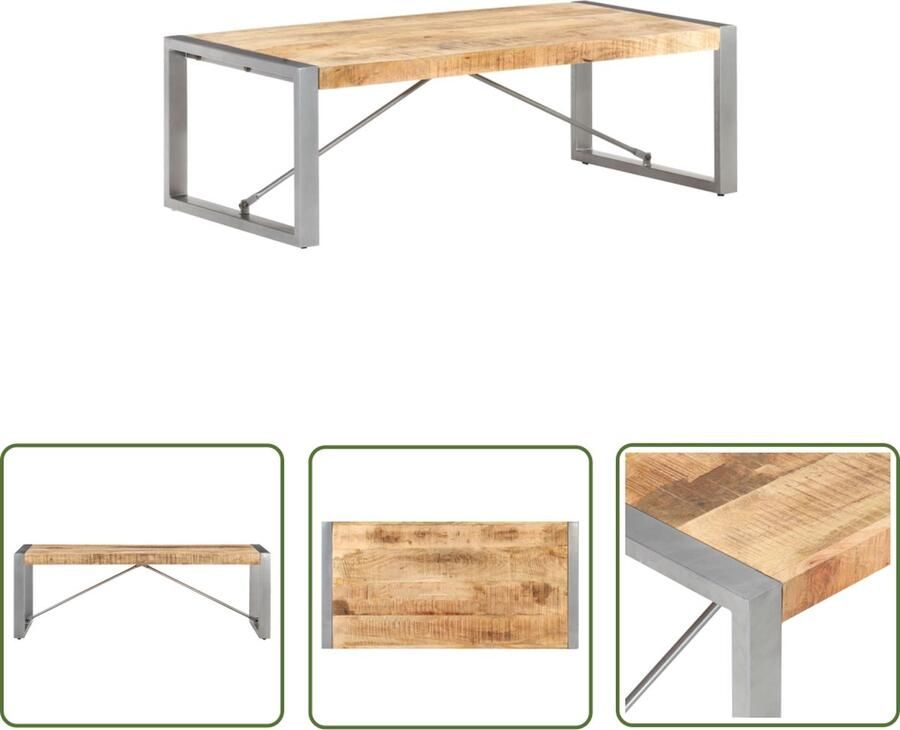 The Living Store Houten Salontafel 120 x 60 x 40 cm IndustriÃle uitstraling Salontafel Houten Salontafel Industriele Salontafel Mangohout Salontafel Bruine Salontafel - Foto 2