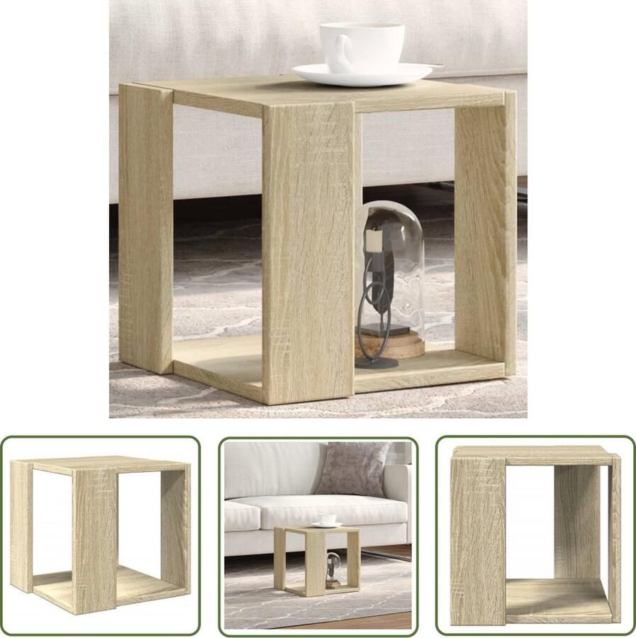 The Living Store Salontafel 32x32x30 cm bewerkt hout sonoma eikenkleurig Salontafel Bijzettafel Houten Salontafel Eiken Meubilair Moderne Salontafel