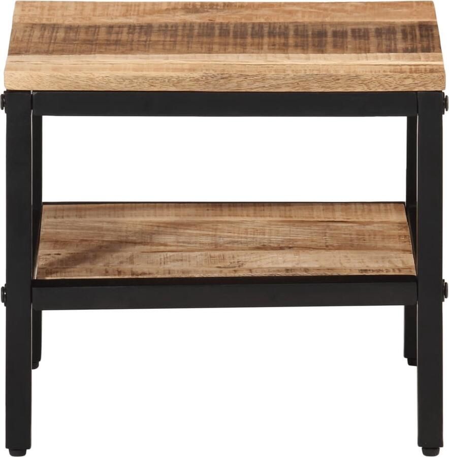 The Living Store Salontafel 35x35x30 cm massief ruw mangohout Salontafel Industrieel Design Mangohouten Meubels Houten Salontafels Vintage Tafels