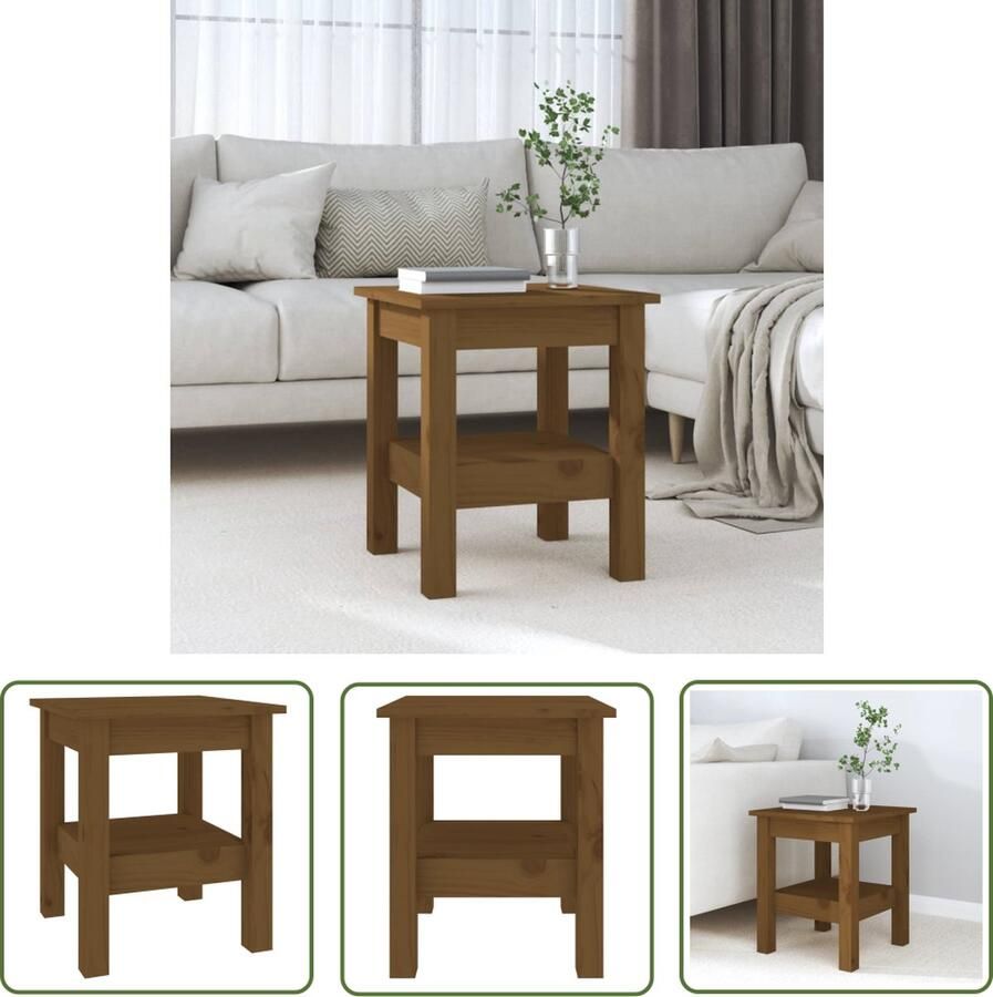 The Living Store Salontafel Massief Grenenhout Honingbruin 35x35x40cm Met Schap Salontafel Houten Salontafel Grenenhout Salontafel Met Lade Kleine Salontafel - Foto 2