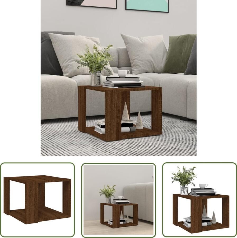 The Living Store Salontafel Bruineiken Bewerkt hout 40x40x30 cm Opbergschap Multifunctioneel Salontafel Houten Salontafel Bruine Salontafel Compact Salontafel Multifunctionele Salontafel - Foto 2