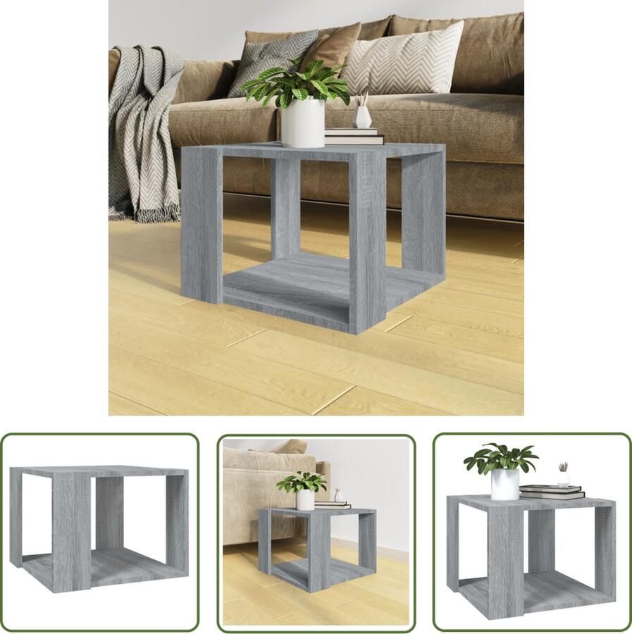 The Living Store Salontafel Bewerkt Hout 40x40x30 cm Opbergruimte Grijs Sonoma Eiken Salontafel Houten Salontafel Grijze Salontafel Met Opbergruimte Compact Salontafel - Foto 2