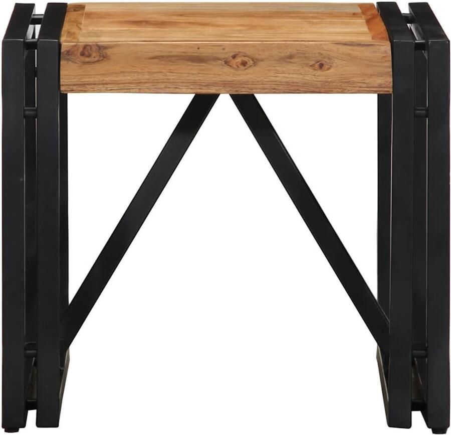 The Living Store Salontafel 40x40x35 cm massief acaciahout Salontafel Houten Salontafel Acaciablad Industrieel Design Bijzettafel