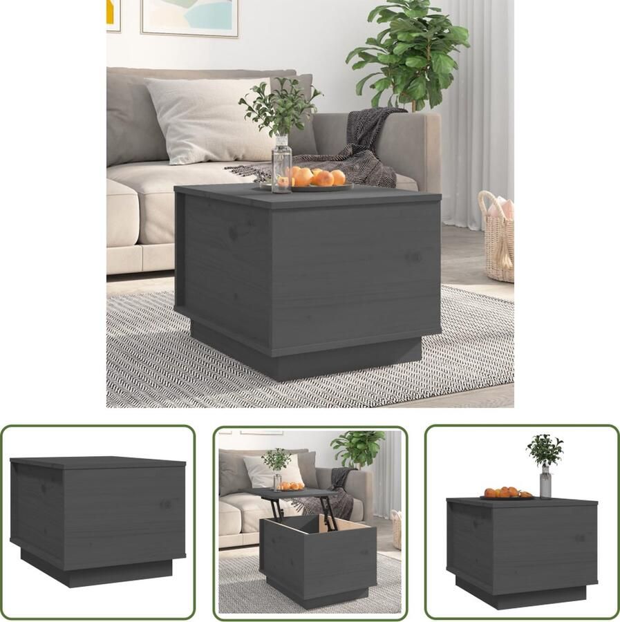 The Living Store Salontafel Massief Grenenhout Lift-Top Opbergruimte Stabiel Frame Grijs 40x50x35 cm Salontafel Houten Salontafel Grenenhout Salontafel Grijze Salontafel Lift Top Tafel - Foto 2