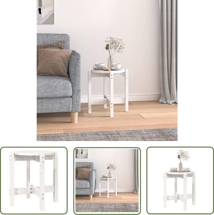 The Living Store Klassieke houten salontafel 42.5 x 45 cm Massief grenenhout Klassieke Salontafel Houten Salontafel Grenenhout Salontafel Grijs Bijzettafel - Foto 3