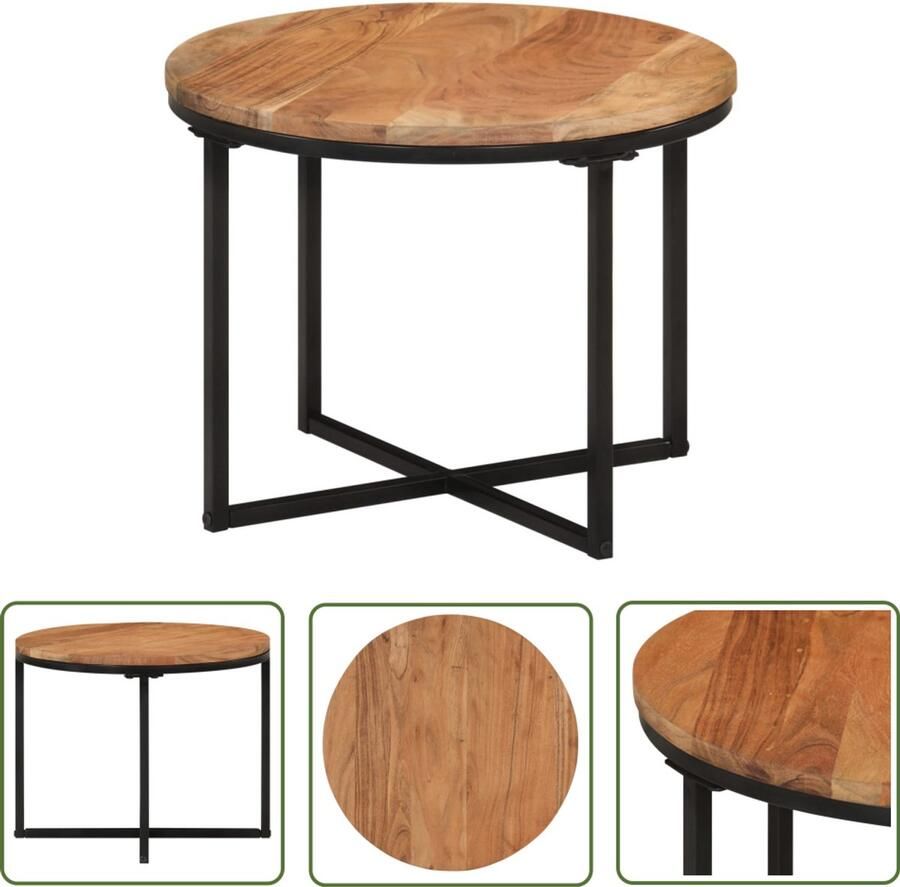 VidaXL Salontafel 45x45x35 cm massief acaciahout en ijzer Salontafel Houten Salontafel Acaciablad Industrieel Meubilair Koffietafel