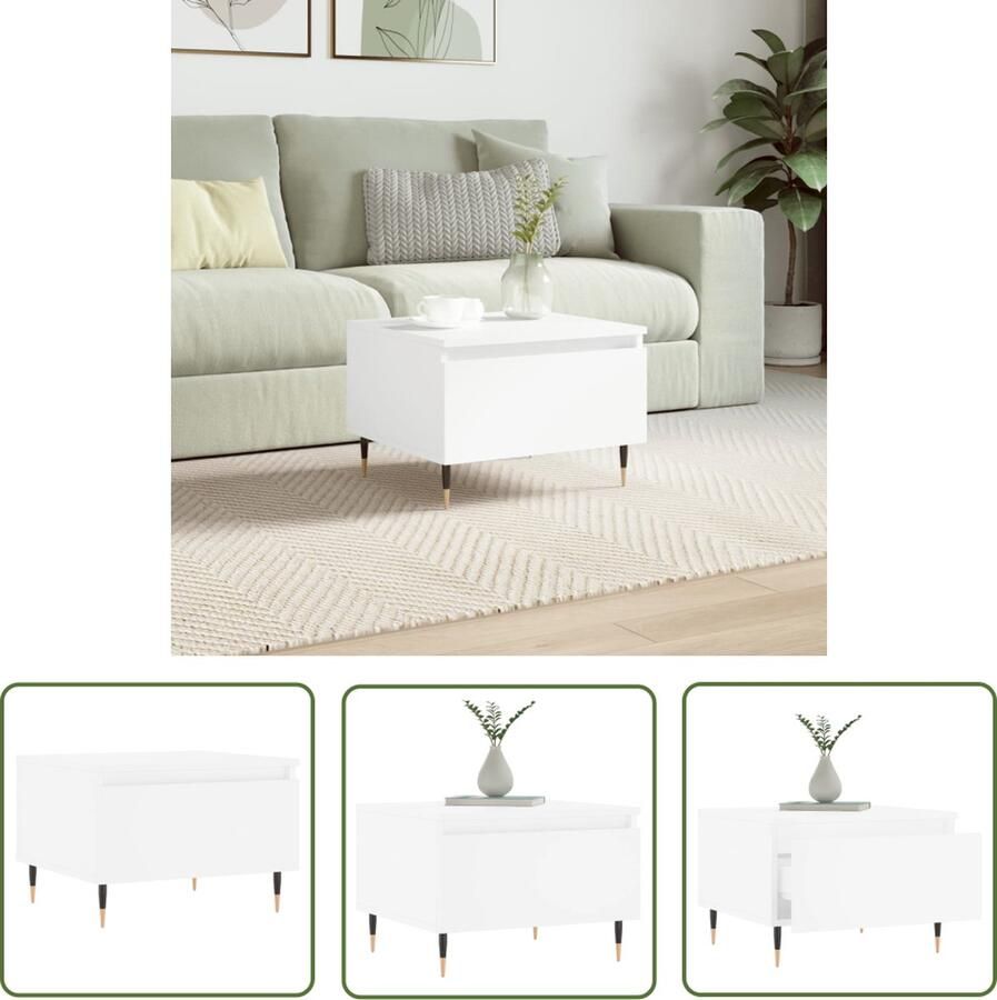 The Living Store Salontafel s Bewerkt Hout 50 x 46 x 35 cm Met Lade Salontafel Houten Salontafel Wit Salontafel Kleine Salontafel Met Lade