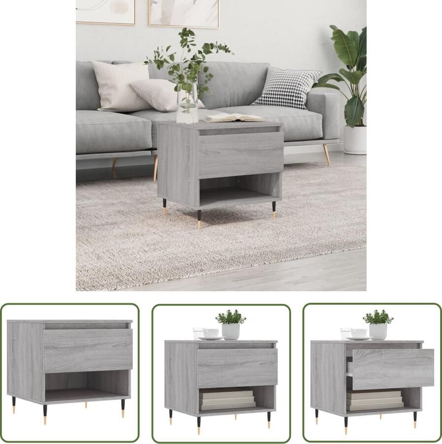 The Living Store salontafel bewerkt hout voldoende opbergruimte stevig tafelblad metalen poten Salontafel Houten Salontafel Grijze Salontafel Met Opbergruimte Tv Tafellaar