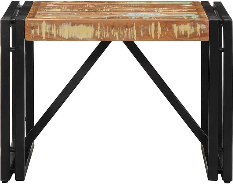 The Living Store Salontafel 50x50x35 cm massief gerecycled hout meerkleurig Salontafel Houten Salontafel Vintage Salontafel Industrieel Design Multifunctionele Tafel