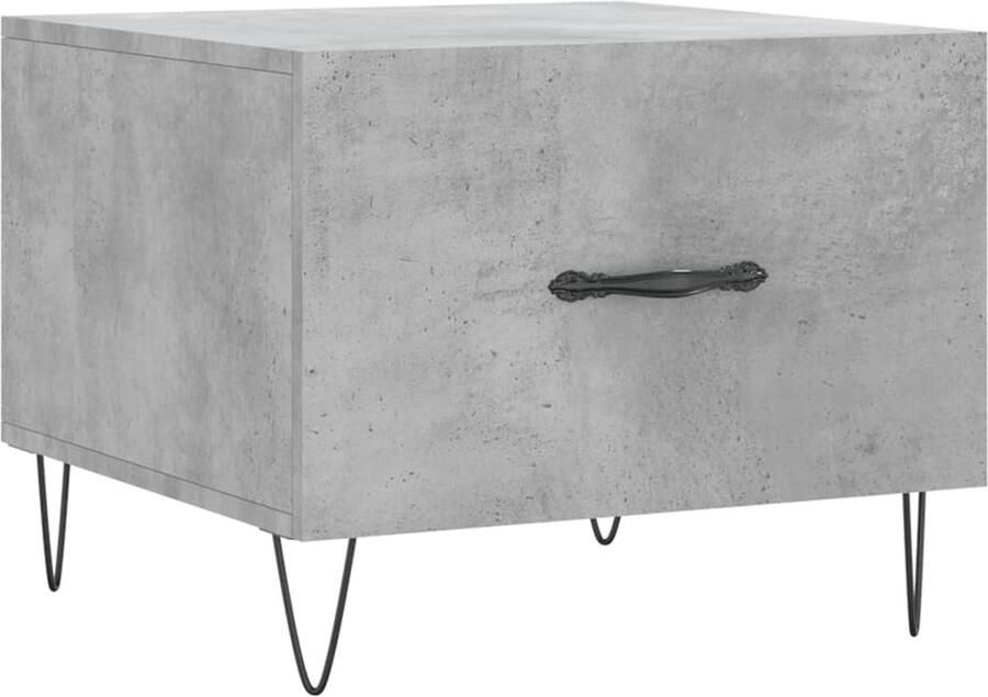 VidaXL Salontafel 50x50x40 cm bewerkt hout betongrijs Salontafel Houten Salontafel Beton Grijze Salontafel Industrieel Design Modern Interieur