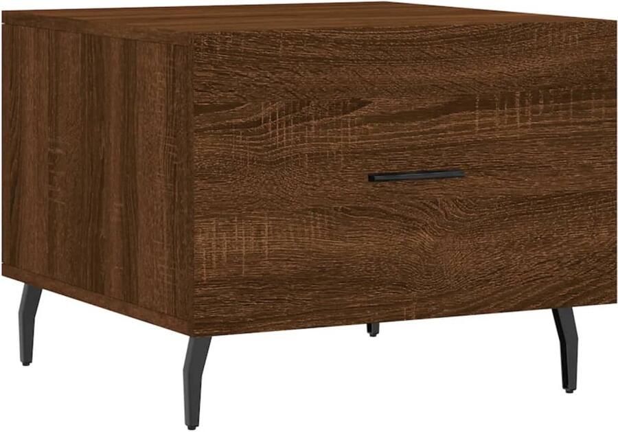 The Living Store Salontafel 50x50x40 cm bewerkt hout bruin eikenkleur Salontafel Bruine Eiken Kleur Houten Salontafel Metalen Salontafel Bijzettafel