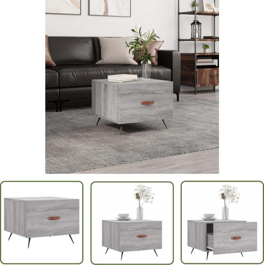 The Living Store Salontafel Houten Bewerkte Grijs Sonoma Eiken 50x50x40cm Met Lade Salontafel Houten Salontafel Grijze Salontafel Sonoma Salontafel Met Lade