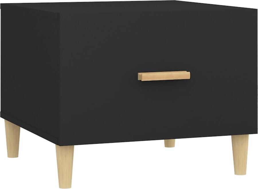 The Living Store Salontafel Meubels 50x50x40 cm Bewerkt hout en massief eucalyptushout Salontafel Houten Salontafel Zwarte Salontafel Kleine Salontafel Moderne Salontafel - Foto 2